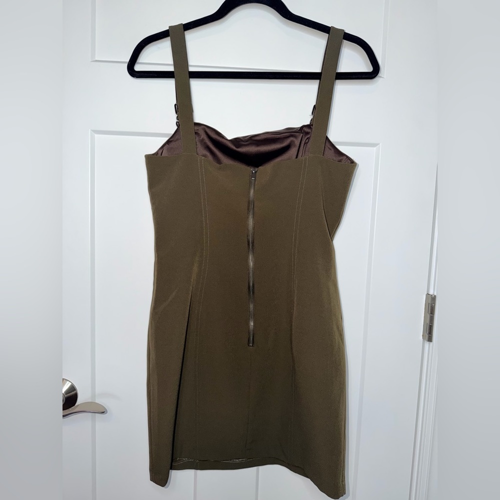 NWT Fletch Olive Buckle Strap Mini Dress - Picture 3 of 5